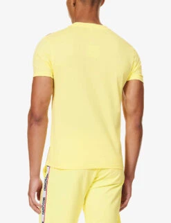 MOSCHINO Logo-tape Stretch-cotton T-shirt -Baker Klein Shop R04199707 YELLOW21 ALT03