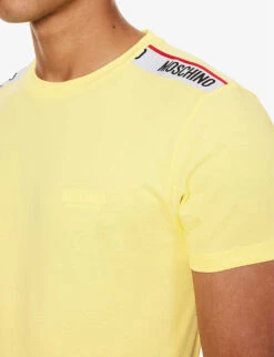 MOSCHINO Logo-tape Stretch-cotton T-shirt -Baker Klein Shop R04199707 YELLOW21 ALT04