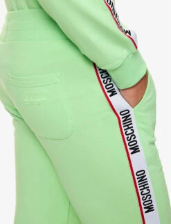 MOSCHINO Brand-tape Slip-pocket Stretch-cotton Jogging Bottoms -Baker Klein Shop R04199713 GREEN449 ALT04