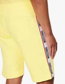 MOSCHINO Logo-tape Stretch-cotton Shorts -Baker Klein Shop R04199715 YELLOW21 ALT04