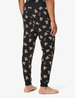 MOSCHINO Bear-motif Ribbed-waistband Stretch-cotton Pyjama Bottoms -Baker Klein Shop R04199719 FANTASYPRINTBLACK555 ALT03